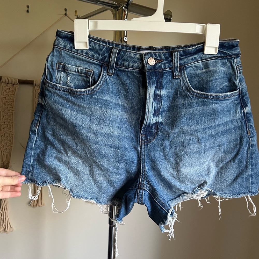 Denim Blue Frayed Women's Shorts